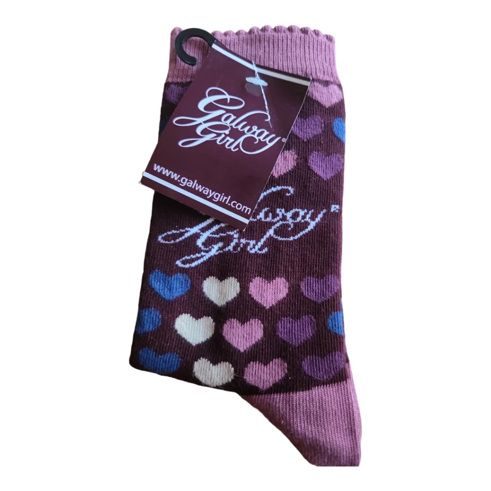 Galway Girl Heart Socks Pink Purple by Cara Craft/Dublin
